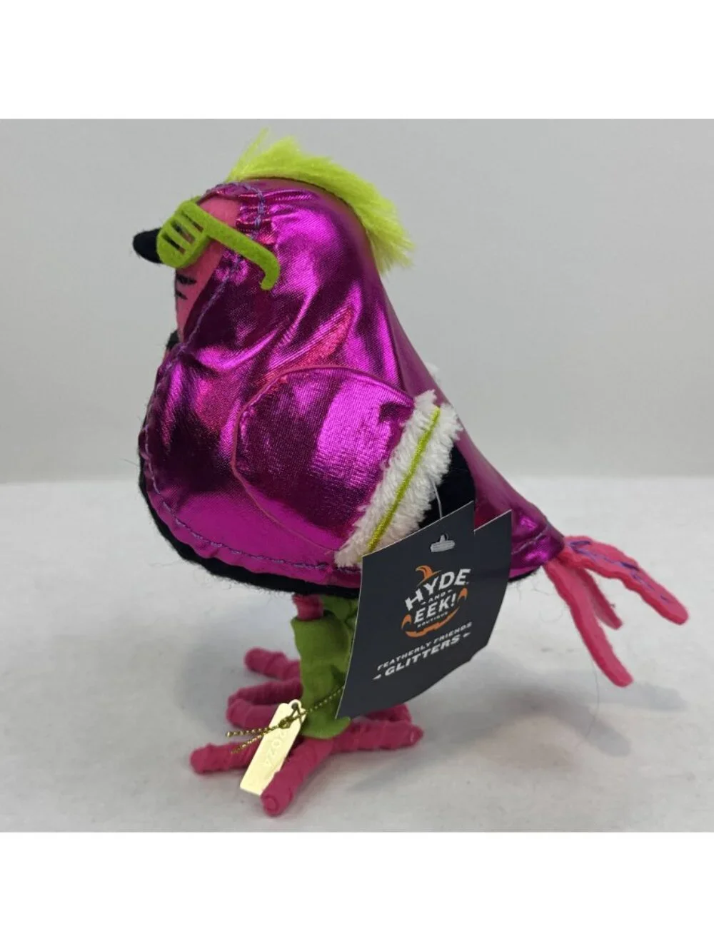 Hyde & Eek! Glitter Featherly Friends Halloween Bird 80's Skeleton Neon Pink NEW